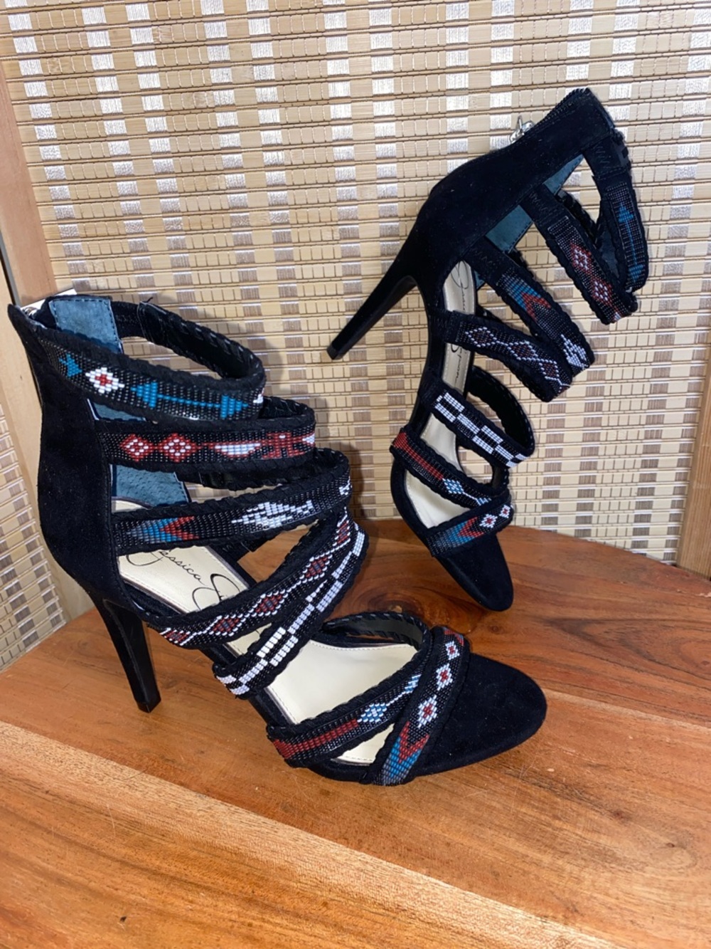 Jessica Simpson Women's 6,5 Erienne Cage Western Heeled Sandals
